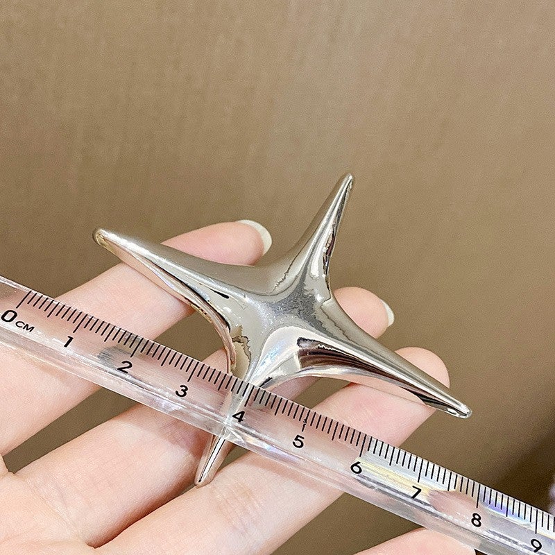 New Silver Cross Star Metal Suit Brooch Women'S Autumn Corsage High-Grade Niche Design Star-Style Pin Trendy - Image 3